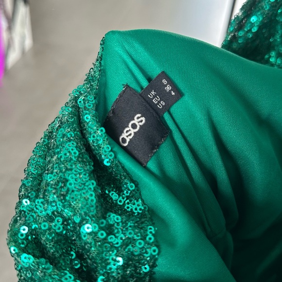 ASOS green Sequin Long Sleeve Dress - Picture 2 of 6